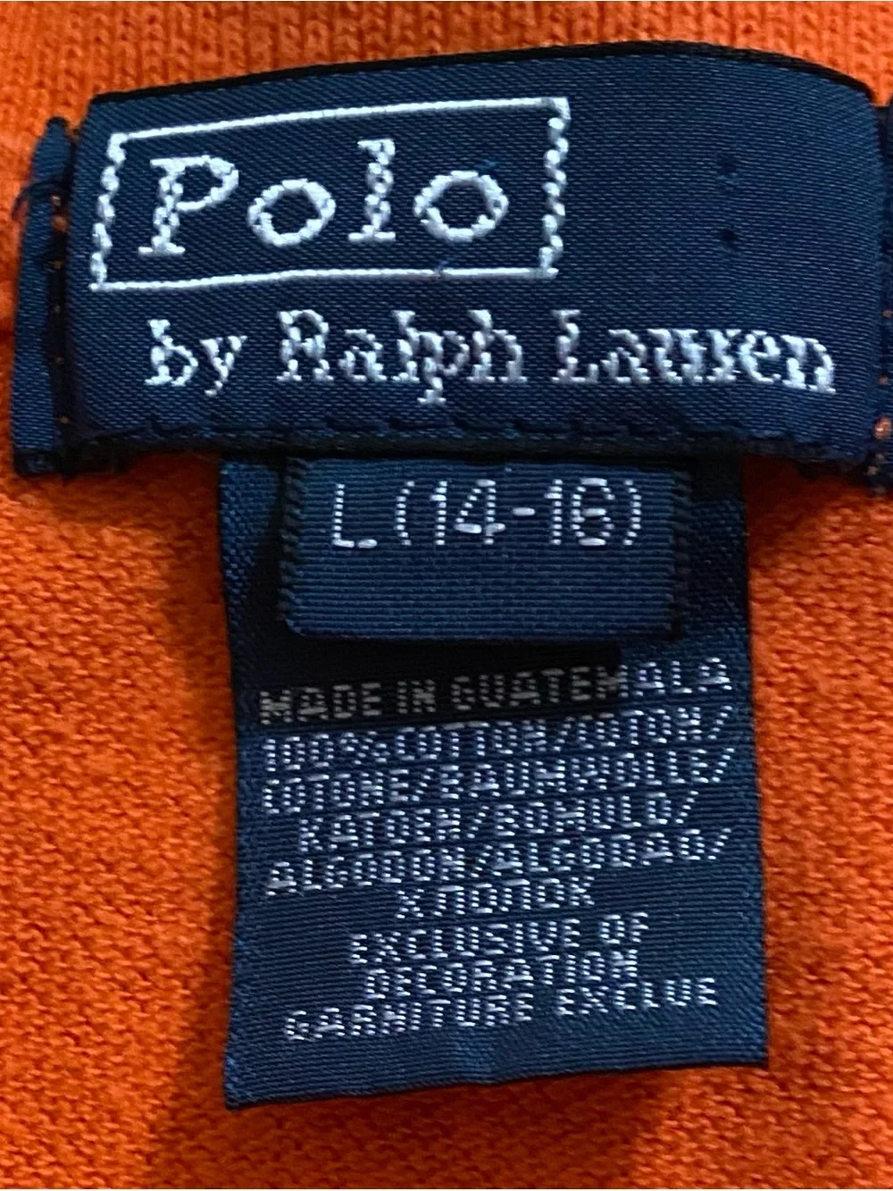 Vintage Polo Ralph Lauren Big Boys’ Sz L (14-16) Orange Iconic Mesh Polo Shirt